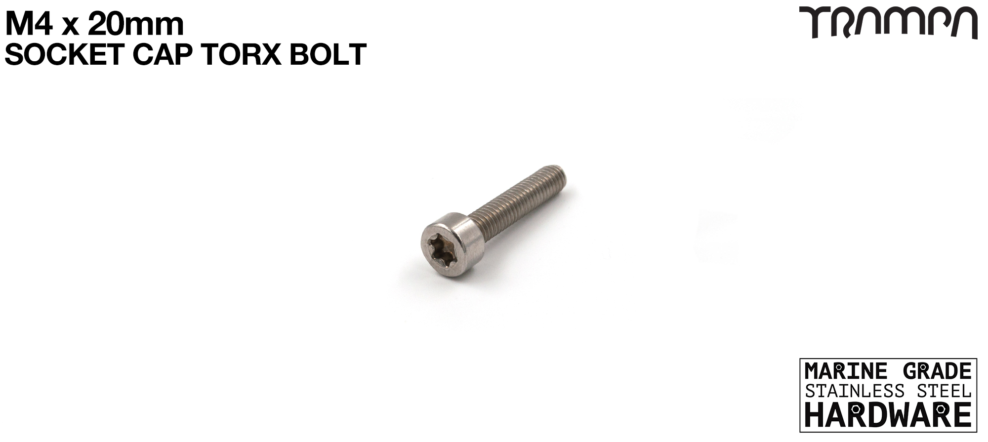 M4 x 20mm Socket Capped Head TORX Bolt ISO 4762 Marine Grade Stainless Steel 