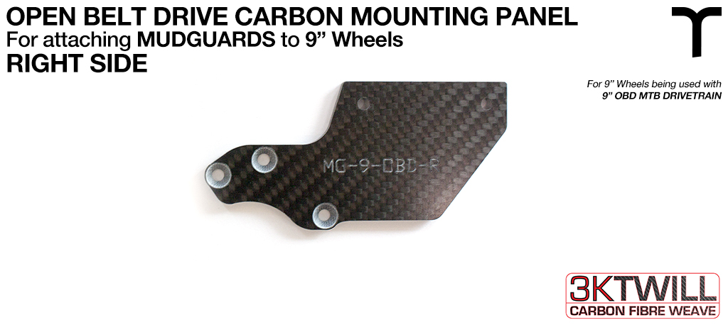 9 inch Mud Guard 3mm Carbon Fibre OPEN BELT DRIVE Mounting Panel - RIGHT