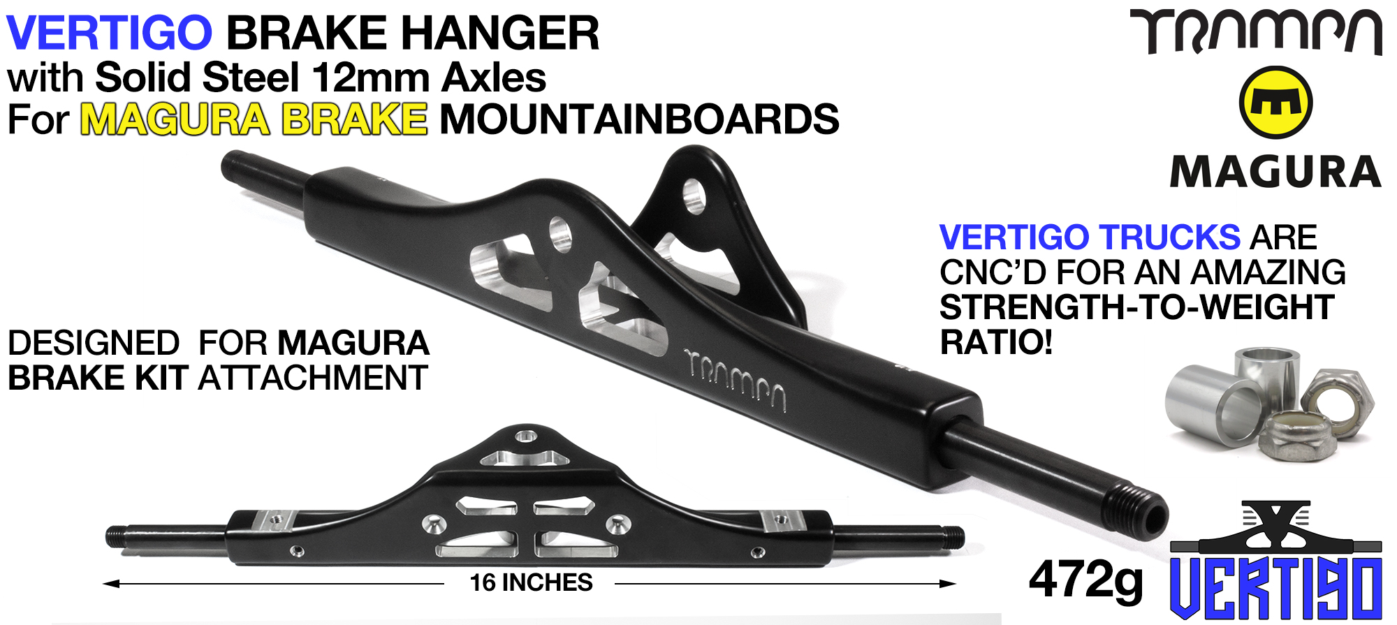 VERTIGO Brake Hanger - HOLLOW Axles modifed to fit MAGURA Hydraulic brakes