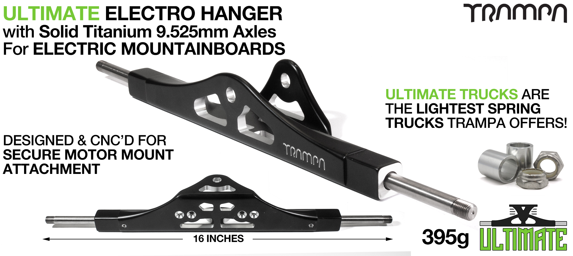 Precision ULTIMATE Hanger - 9.525mm TITANIUM Axles 16' (+£80)