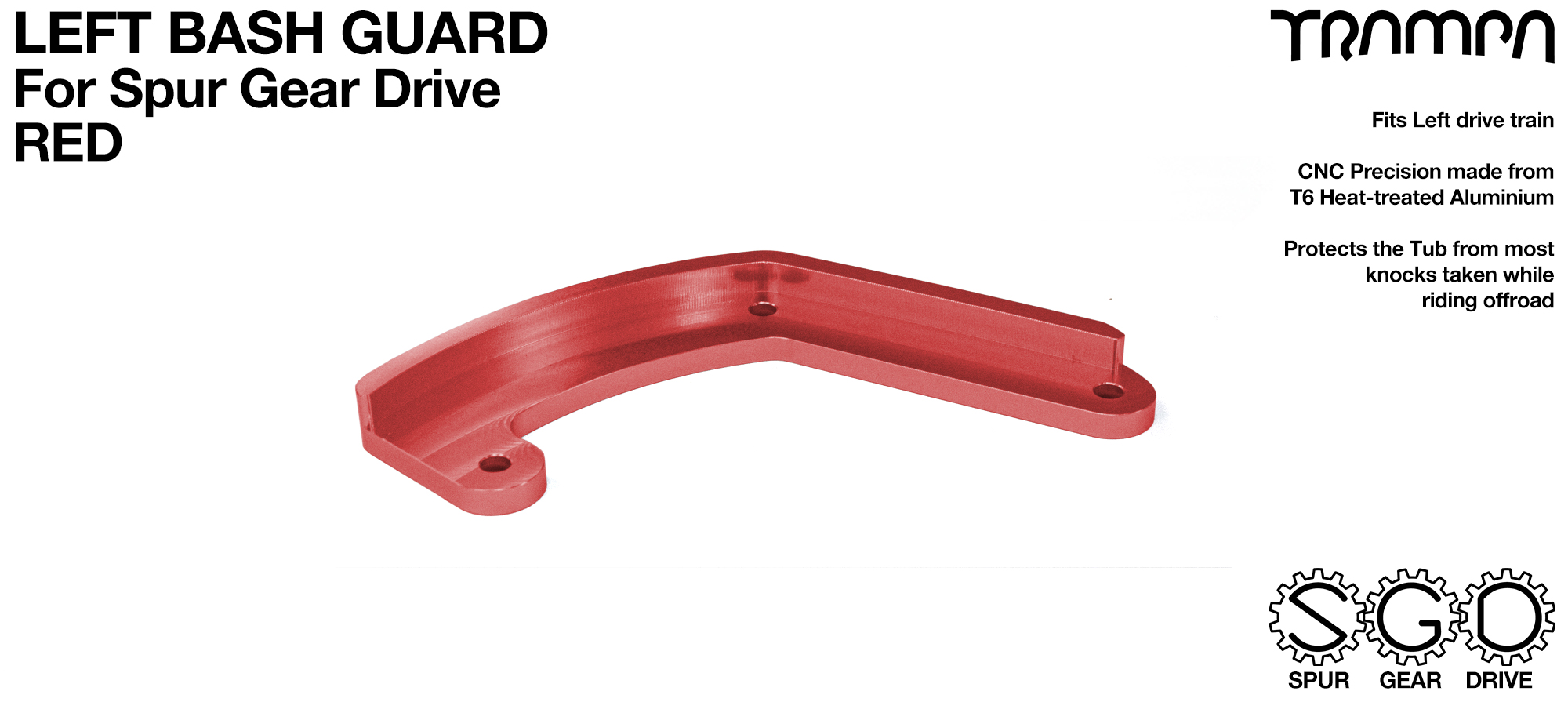 SPUR Gear Drive Bash Guard - LEFT Side - RED