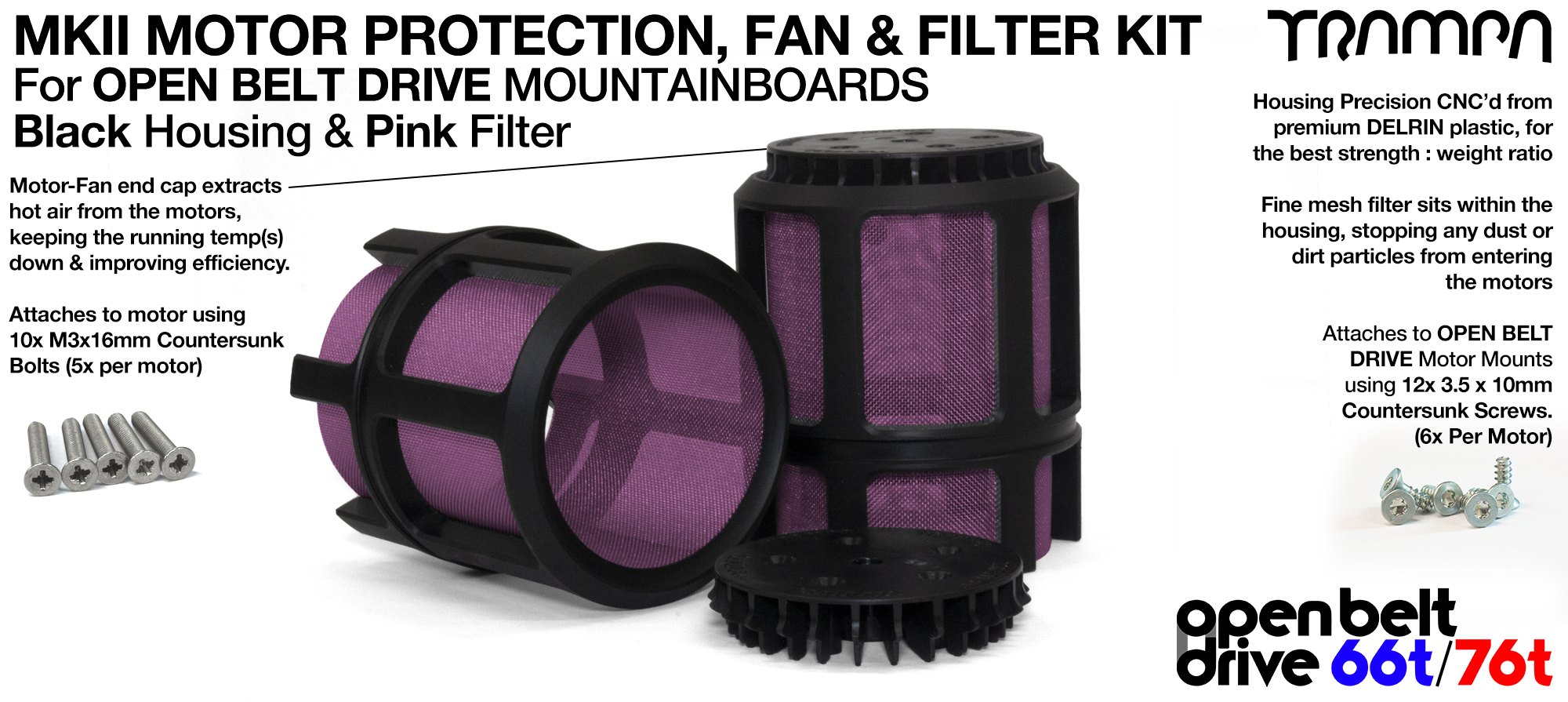 FULL CAGE Motor protection SUPER STRONG DELRIN Plastic includes Fan & PINK Filter - TWIN