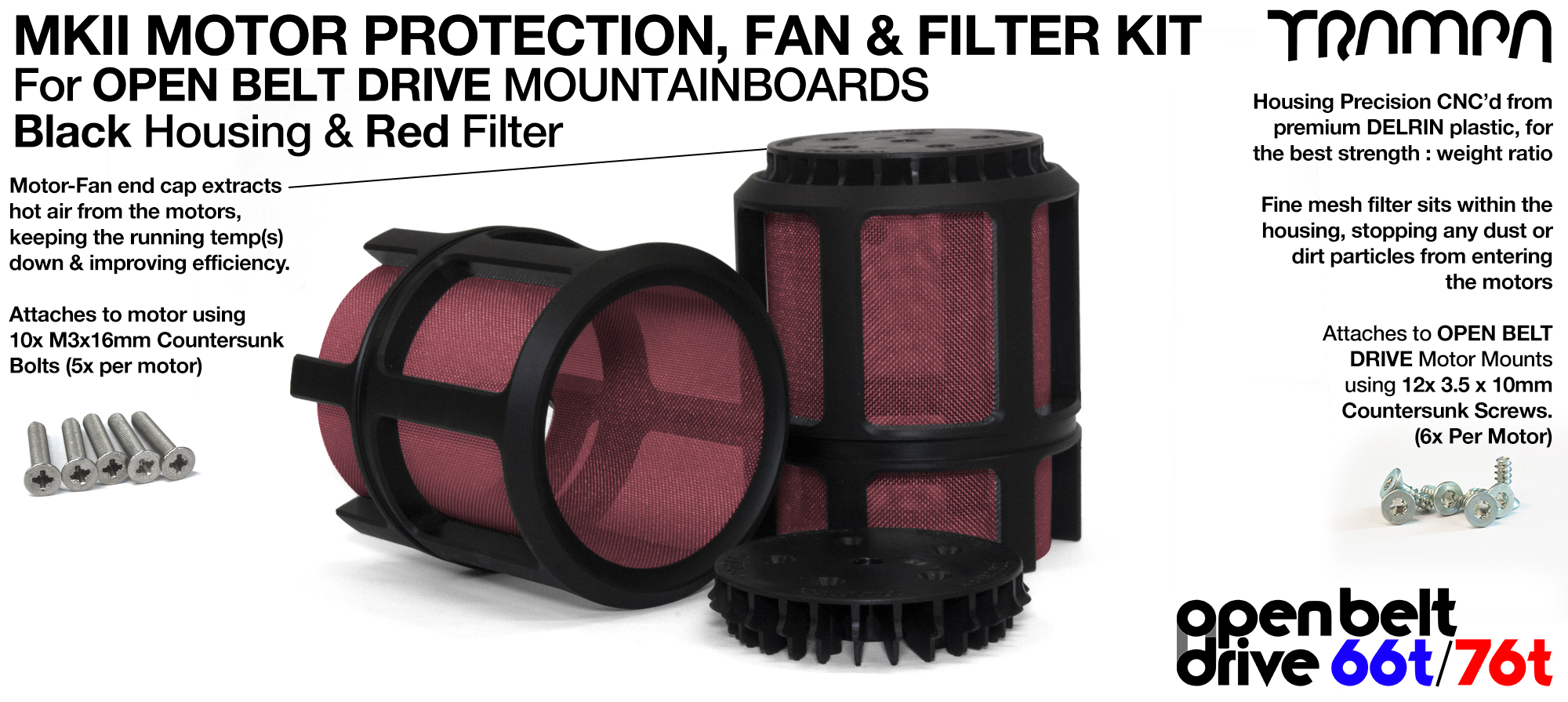 FULL CAGE Motor protection SUPER STRONG DELRIN Plastic includes Fan & RED Filter - TWIN