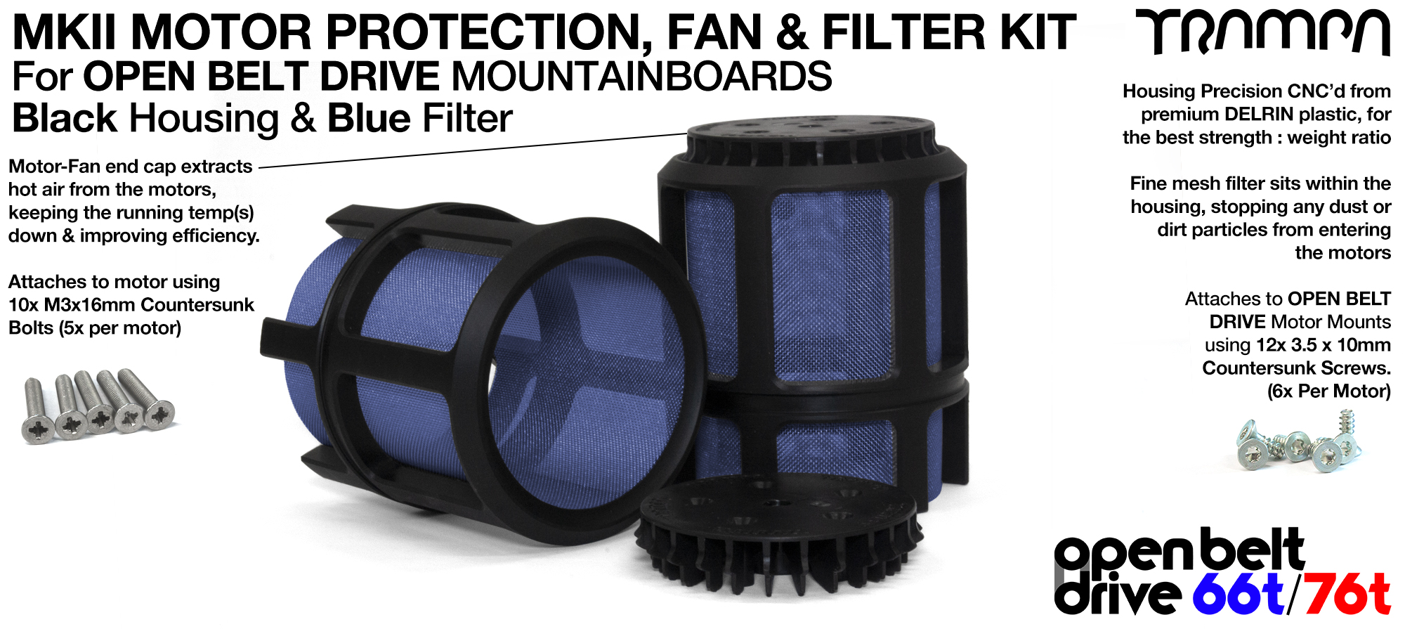 FULL CAGE Motor protection SUPER STRONG DELRIN Plastic includes Fan & BLUE Filter - TWIN