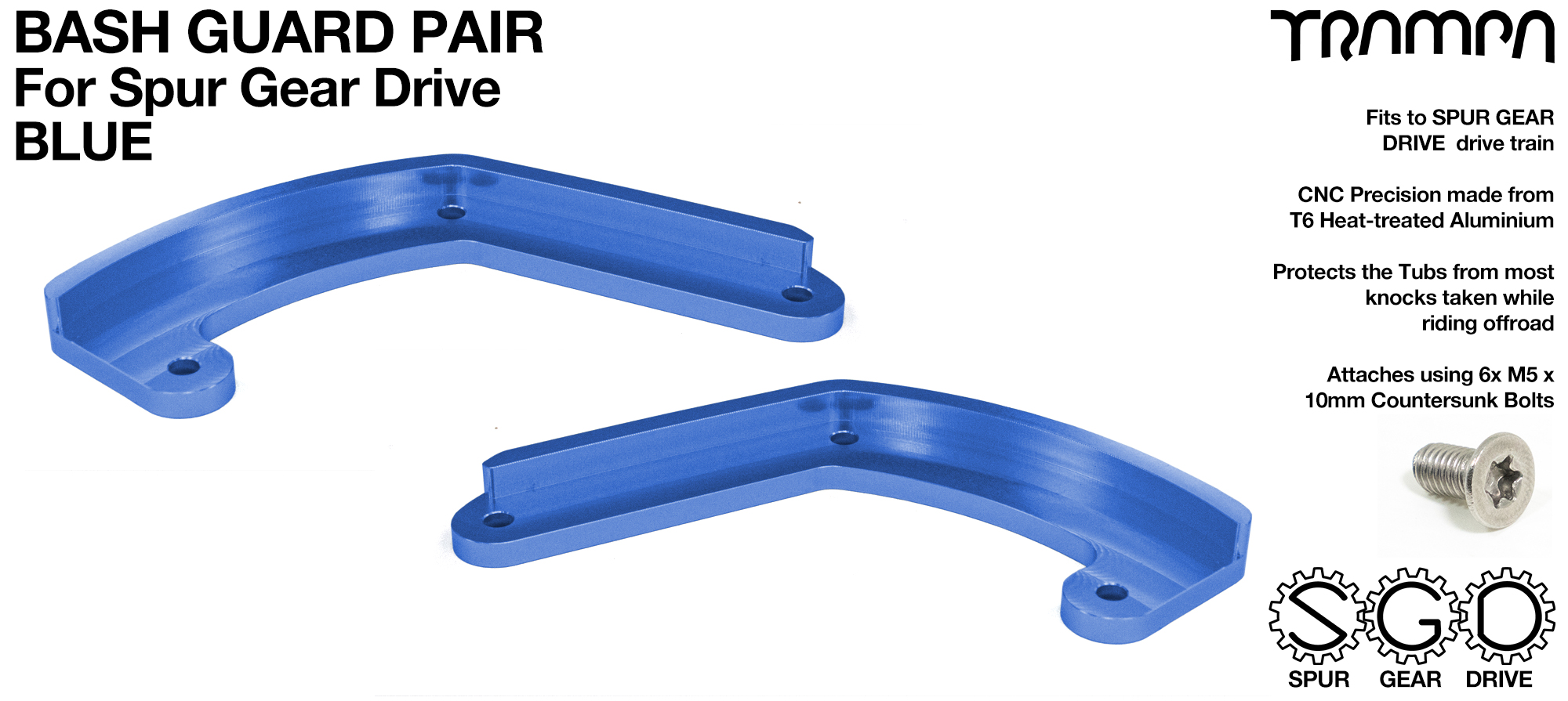 MkII Spur Gear Drive Bash Guards PAIR - BLUE