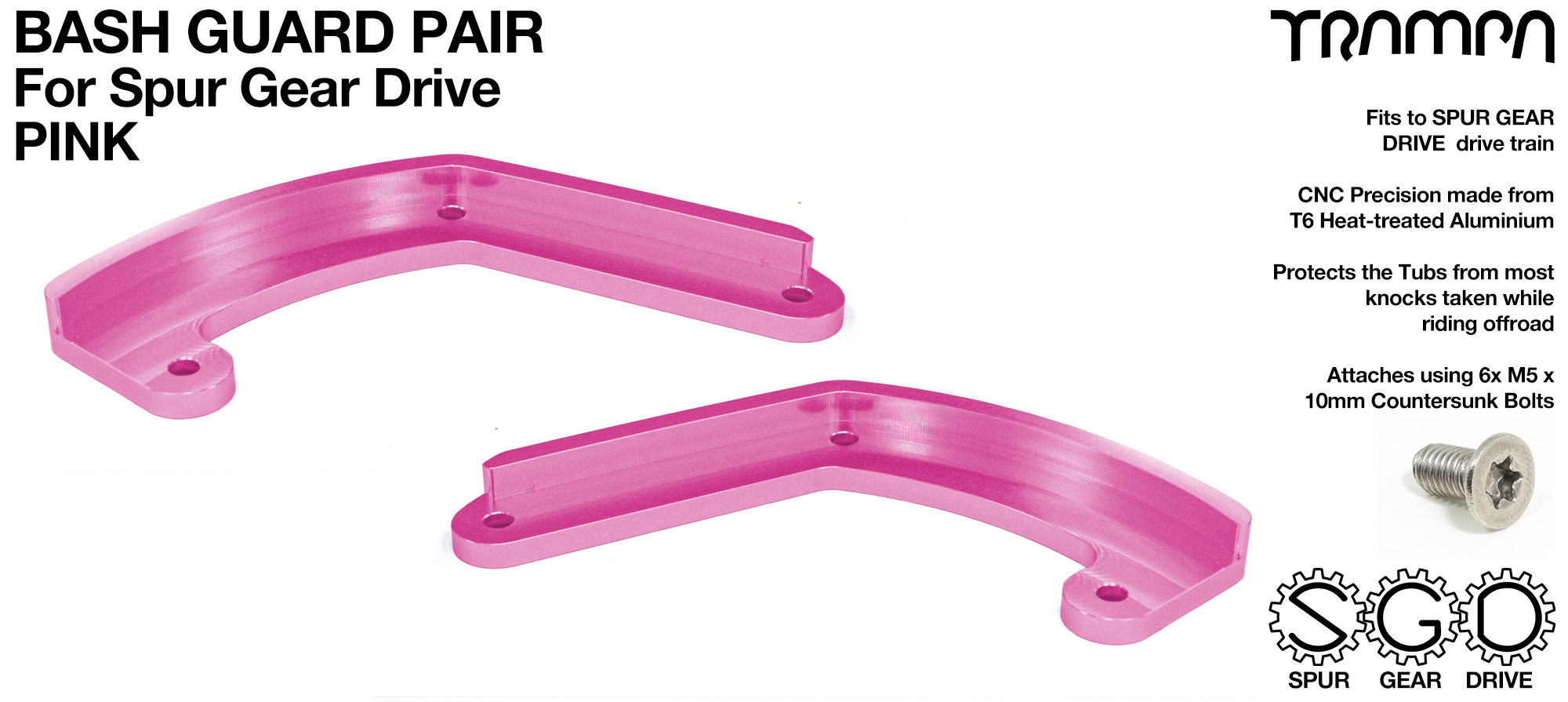  MkII Spur Gear Drive Bash Guards PAIR - PINK