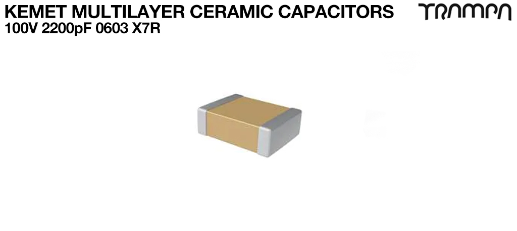 KEMET Multilayer Ceramic Capacitors100V 2200pF 0603 X7R