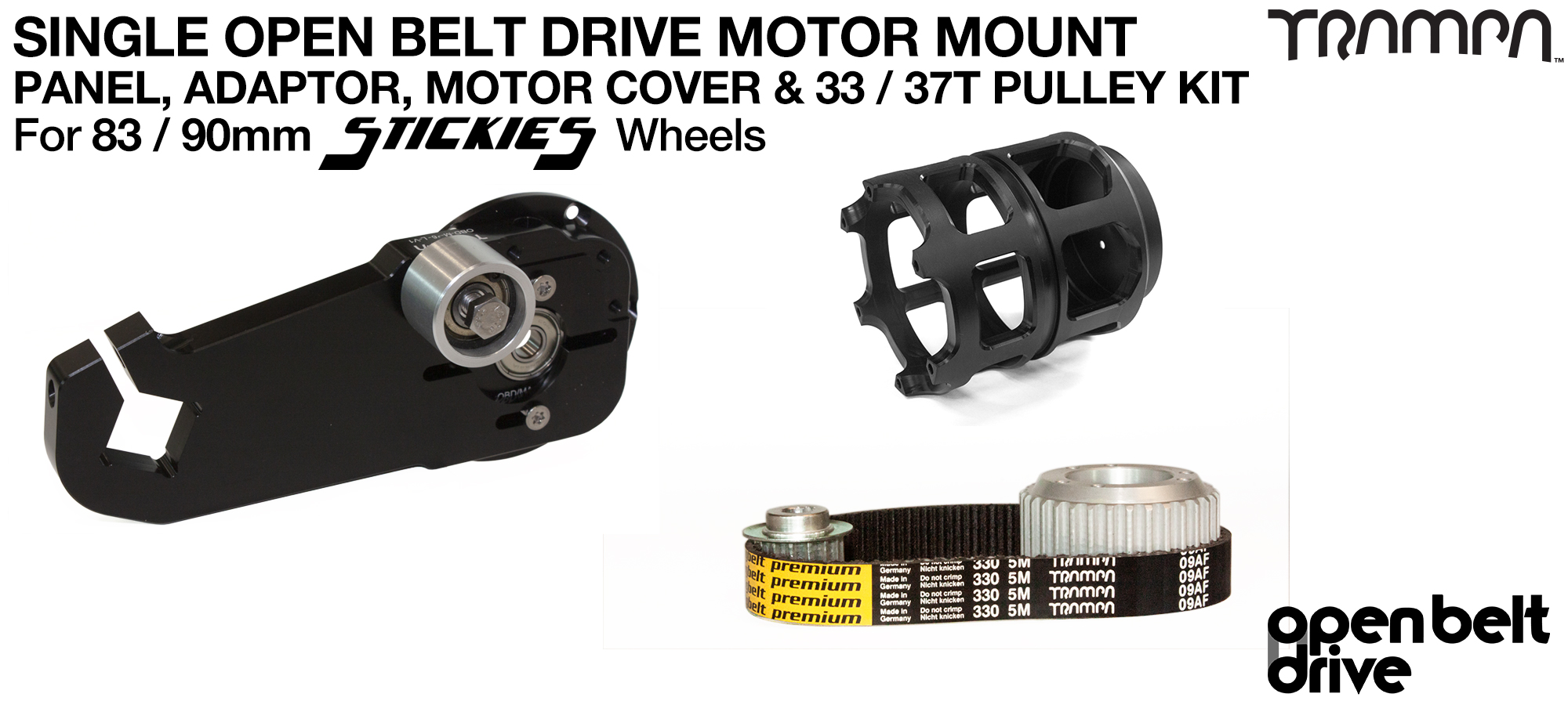 66T OBD Motor Mount with 33 / 37T Pulley kit & Motor Filters - SINGLE