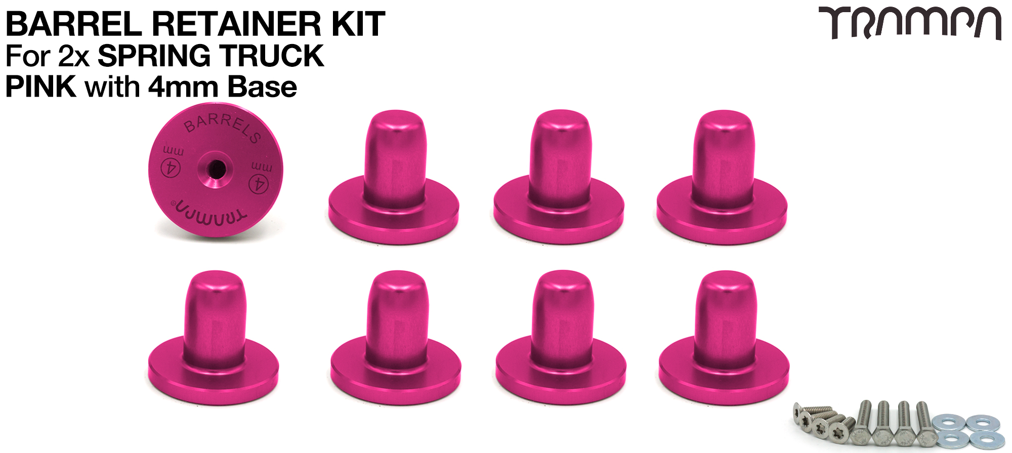 PINK Barrel Retainers x8 with 4mm Base 