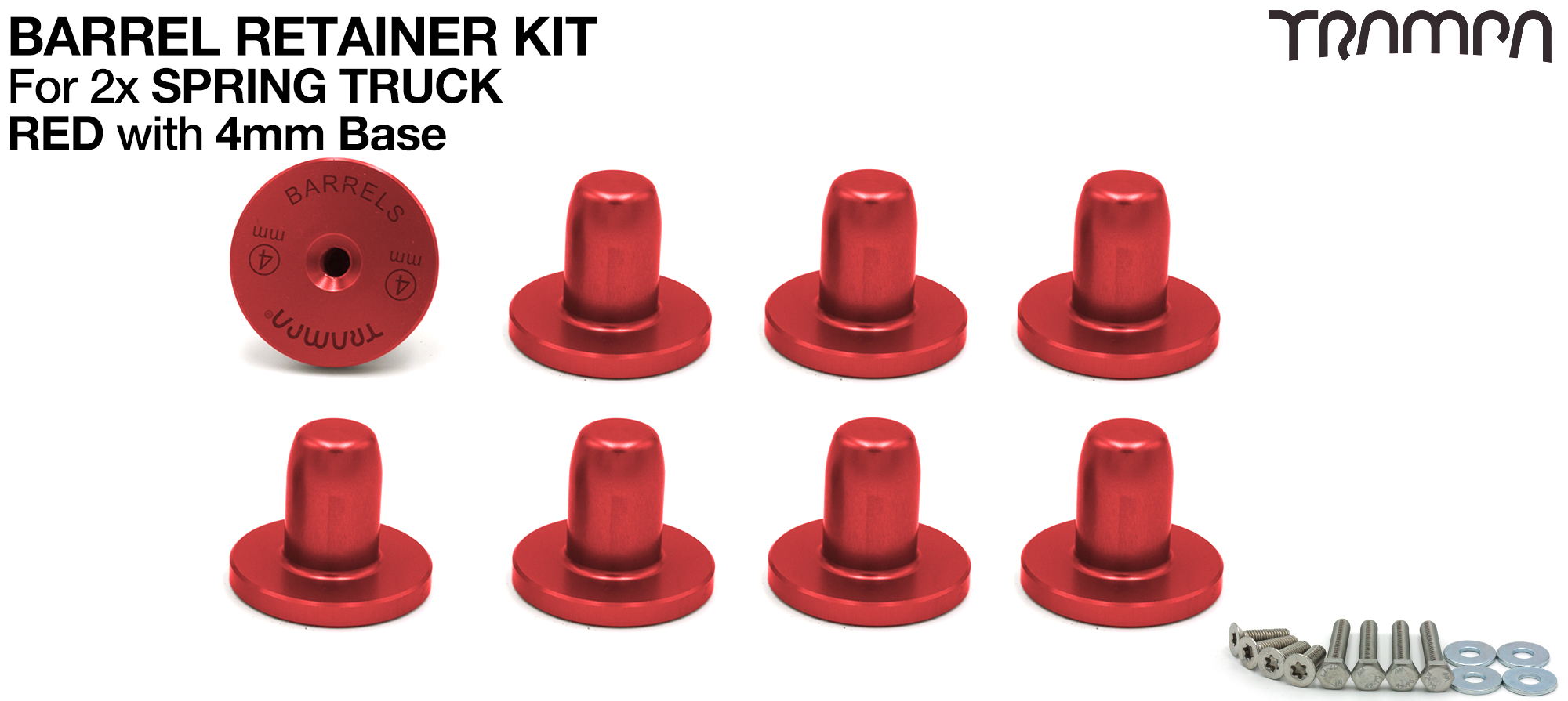 RED Barrel Retainers x8 with 4mm Base RED