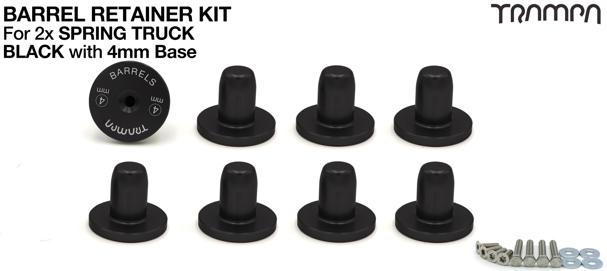 BLACK Barrel RETAINERS x8 with 4mm Base