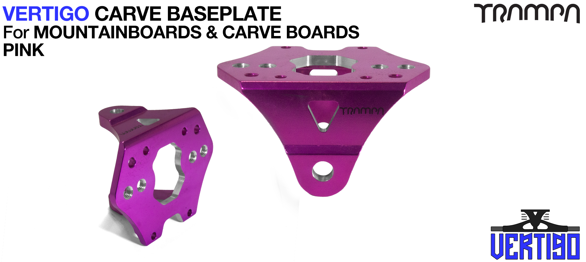PINK Anodised with BLACK Logo VERTIGO Baseplate - Super Strong & CNC'd light made from Extruded T6 Aluminum  