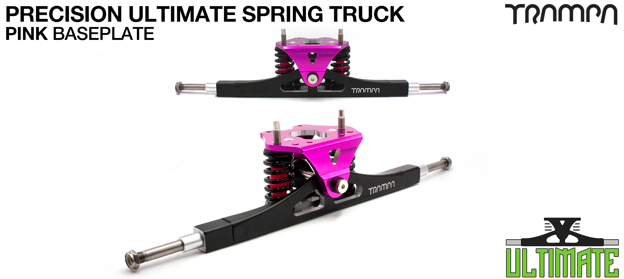 Precision CNC ULTIMATE ATB TRUCK with CNC Motor Mount fixing points, PINK Baseplate, TITANIUM Axles & Kingpin 
