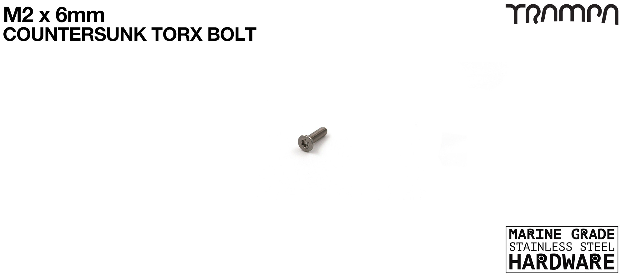 M2 x 6mm TORX Countersunk Bolt - Marine Grade Stainless steel with TORX Fitting