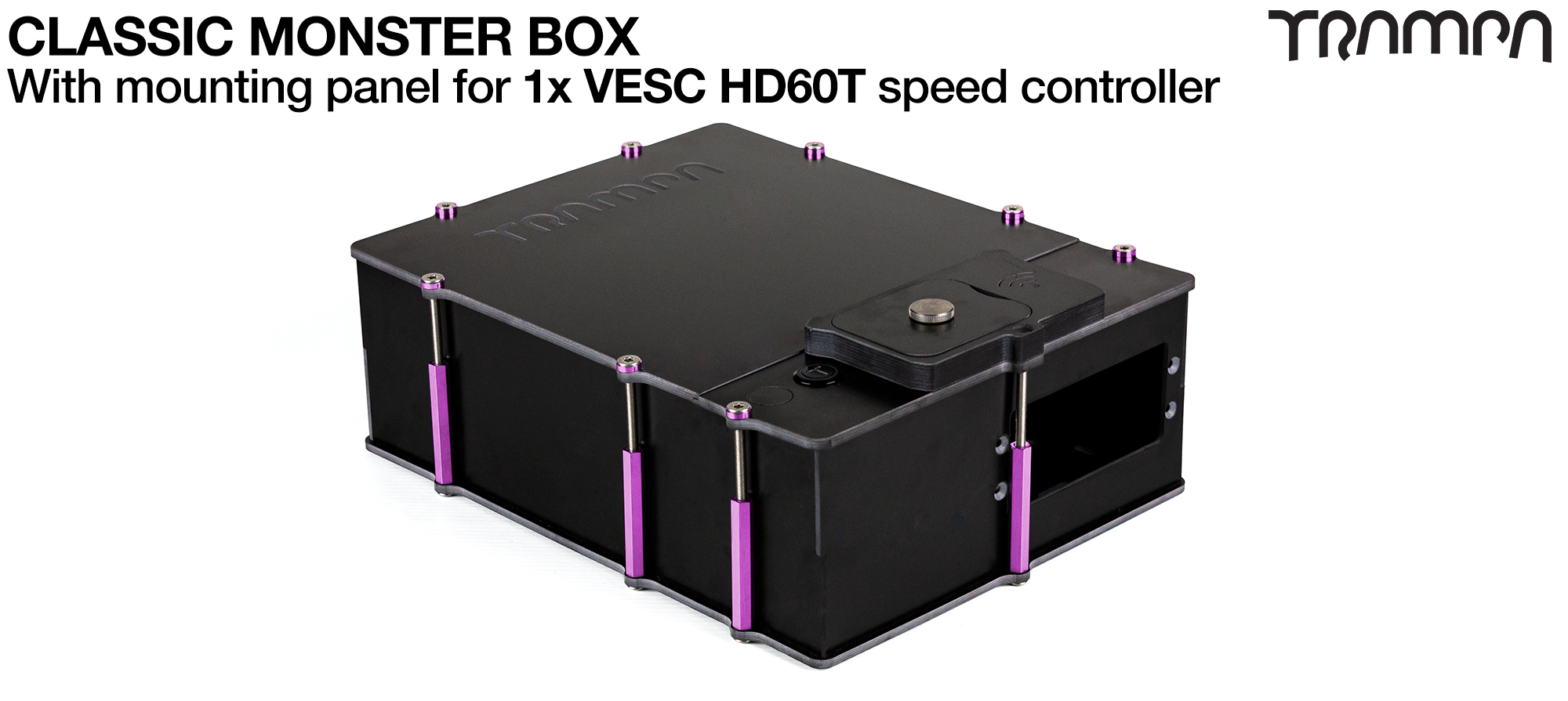 Classic MONSTER Box MkV fits 84x 18650 cells or 2x22000 mAh Lipos & has Panels to fit 1x VESC HD-60T internally. 