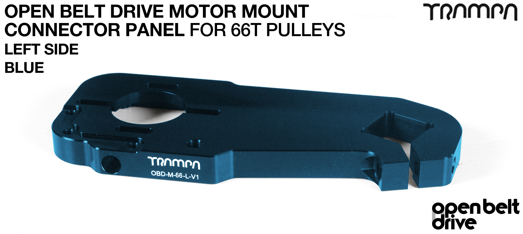 OBD Motor Mount Connector Panel for 66 tooth Pulleys - REGULAR - BLUE