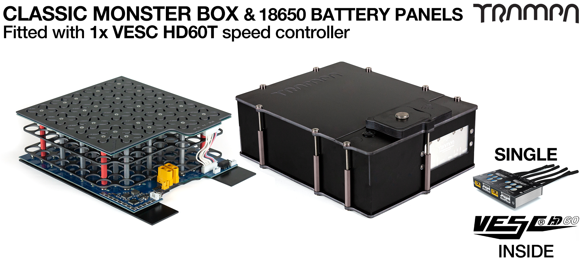 Classic MONSTER Box MkV - with 18650 PCB Pack & VESC HD-60 Twin - NO CELLS PCB based Battery Pack with Integrated Battery Management System (BMS) - NO Cells