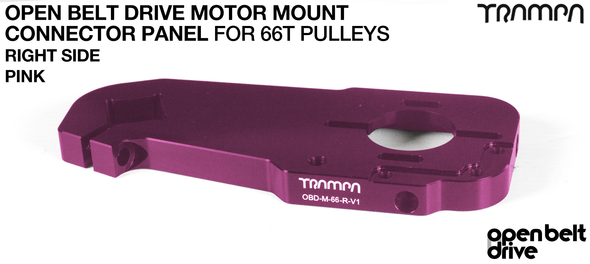 OBD Open Belt Drive Motor Mount Connector Panel for 66 tooth Pulleys - GOOFY - PINK