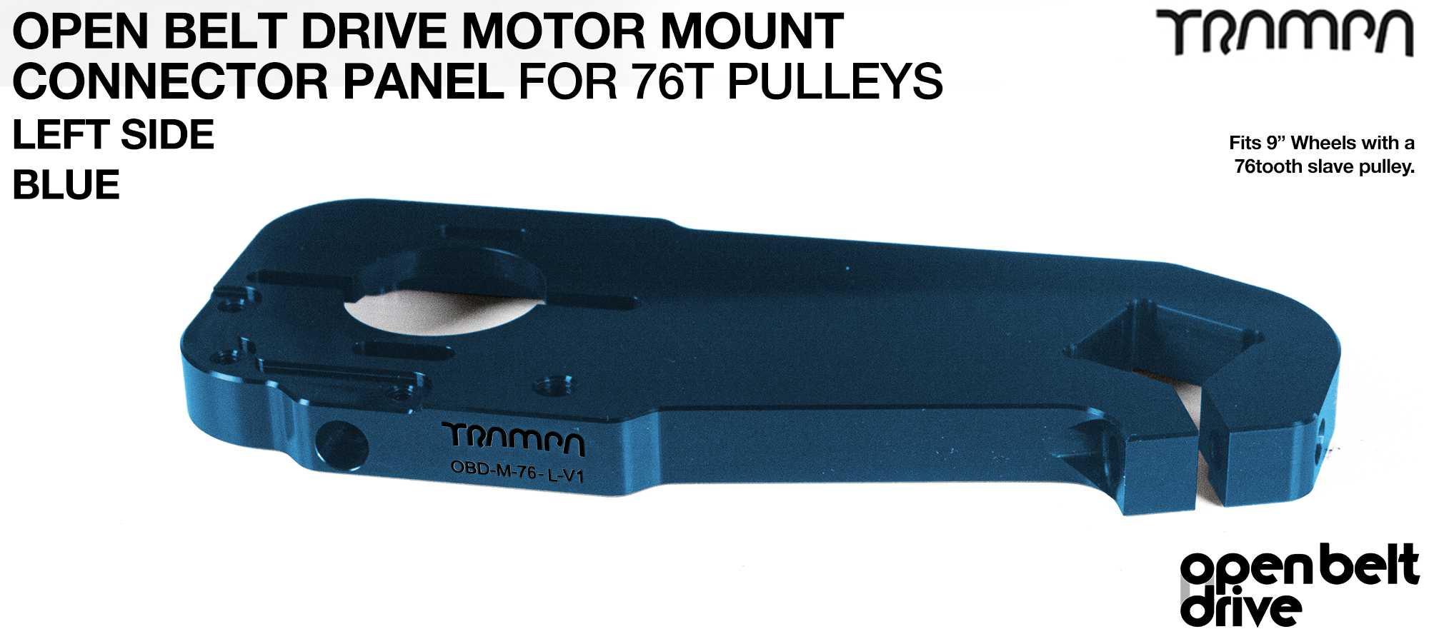 OBD Motor Mount Connector Panel for 76 tooth pulleys - REGULAR - BLUE