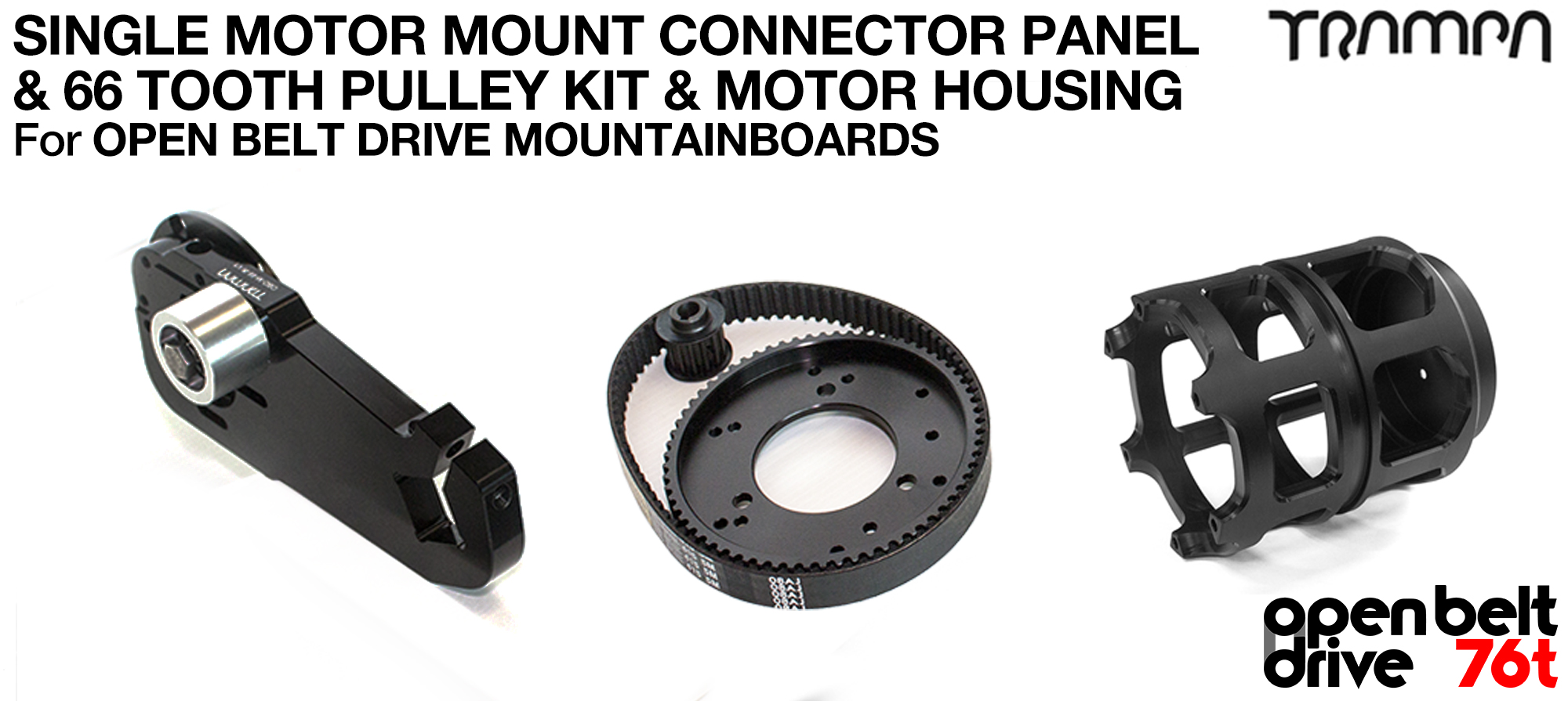76T OBD Motor Mount with 76 tooth Pulley Kit & Motor Protection - SINGLE