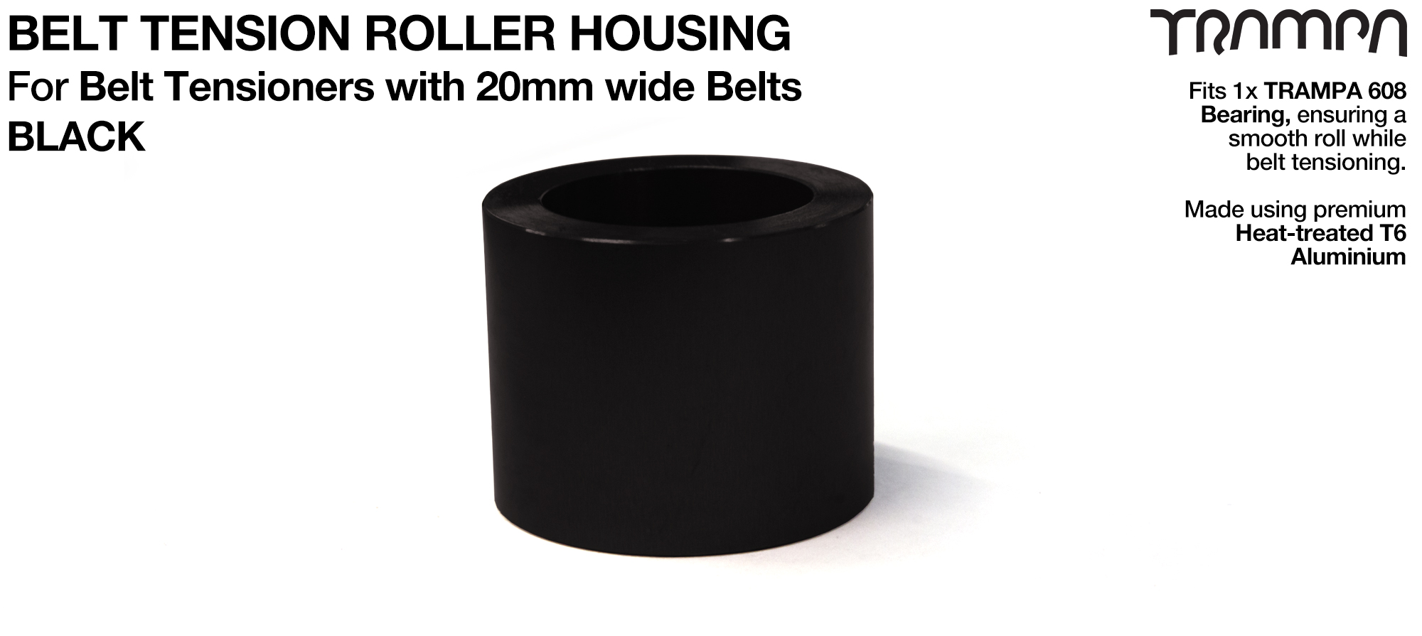 Belt Tension Roller Housing for 20mm Belts - BLACK