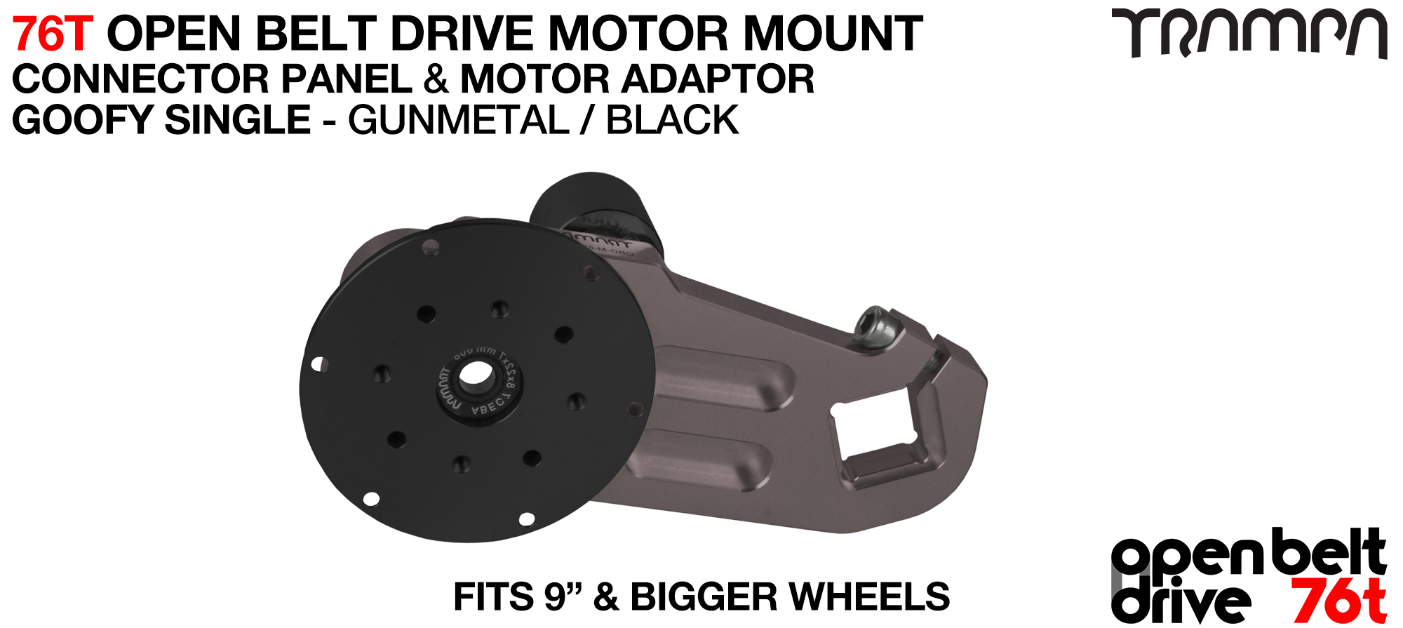 76T Open Belt Drive Motor Mount & Motor Adaptor - SINGLE GUNMETAL