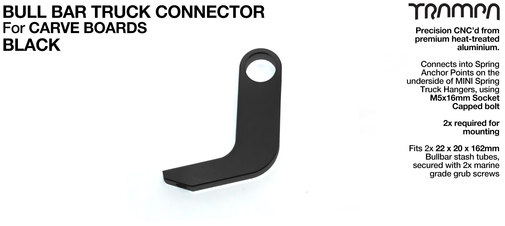 Carve Board Bull Bar connector - BLACK