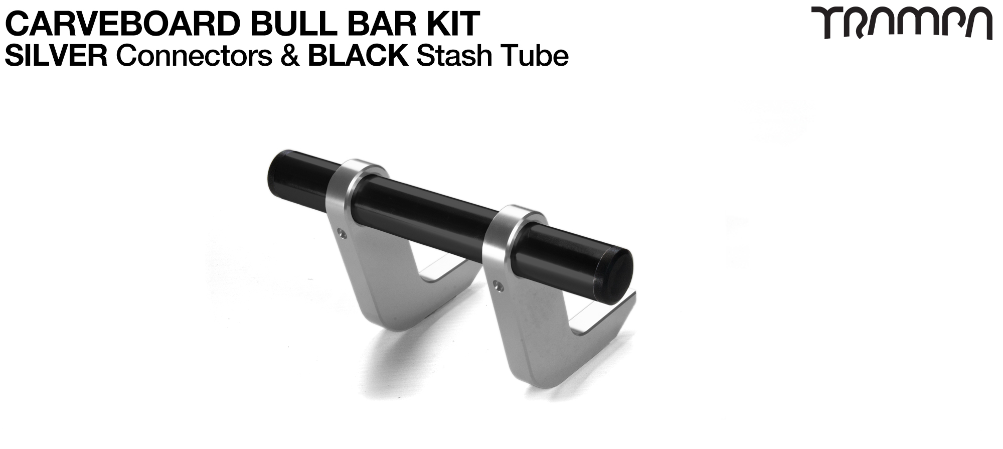 SILVER Uprights & BLACK Crossbar BULL BARS for CARVE BOARDS using T6 Heat Treated CNC'd Aluminum Clamps, Hollow Aluminium Stash Tubes with Rubber end bungs 