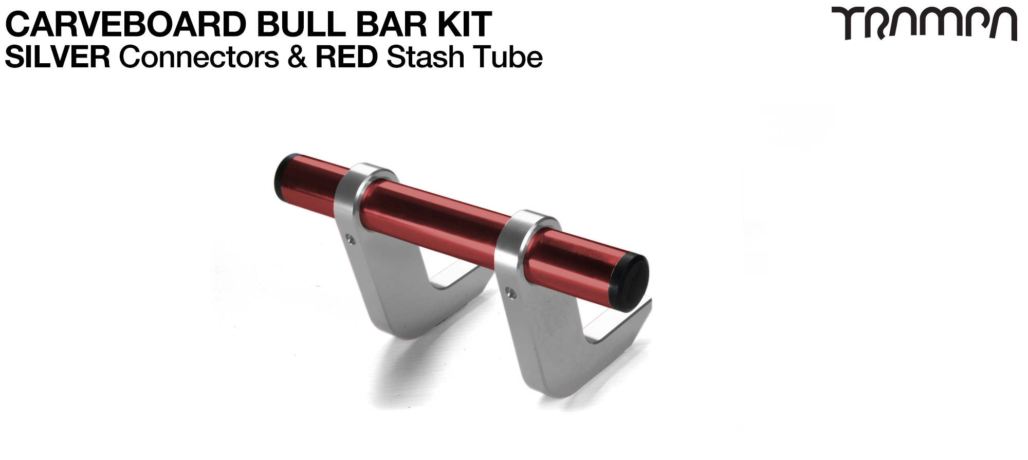 SILVER Uprights & RED Crossbar BULL BARS for CARVE BOARDS using T6 Heat Treated CNC'd Aluminum Clamps, Hollow Aluminium Stash Tubes with Rubber end bungs  