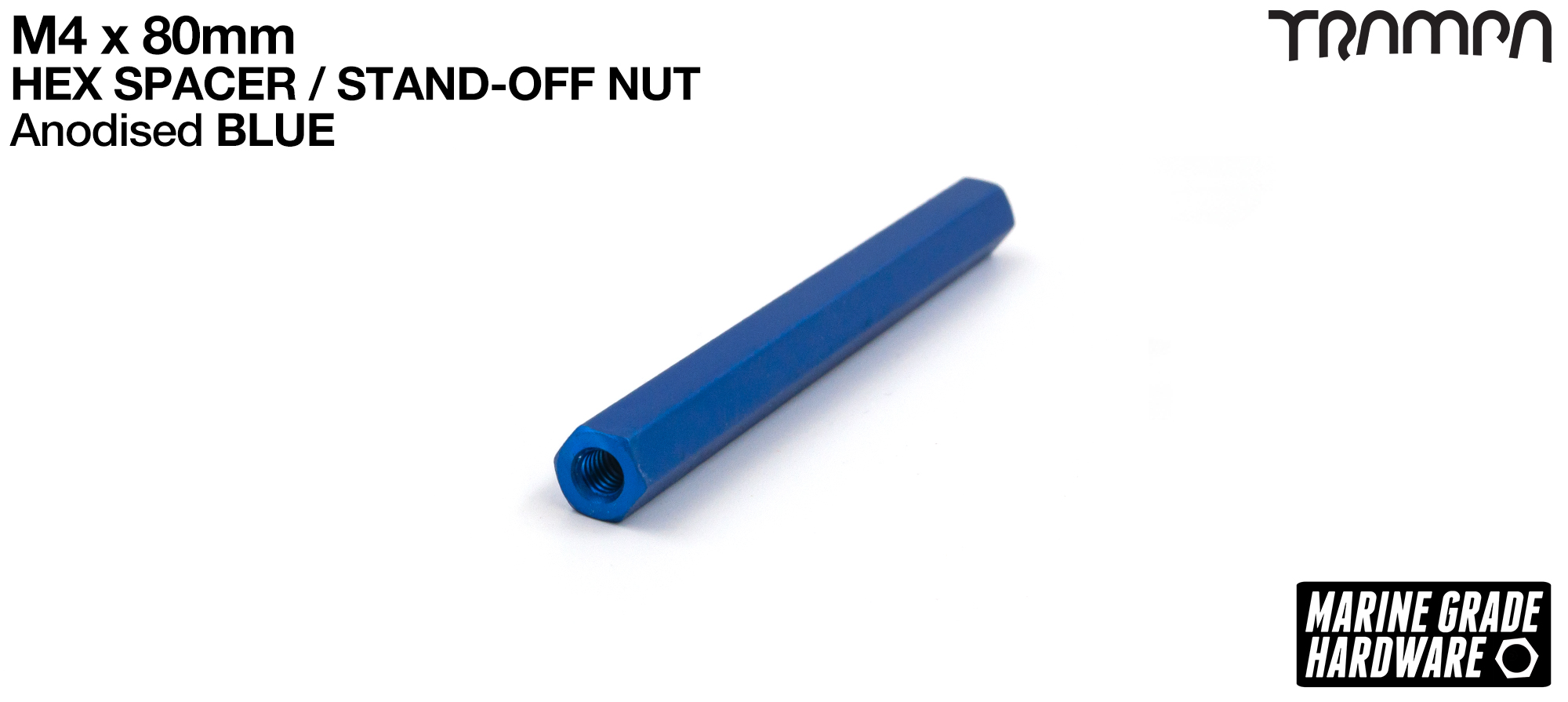 M4 x 80mm Aluminium Threaded Spacer Nut Used for assembling the BEAST Battery Boxes - BLUE