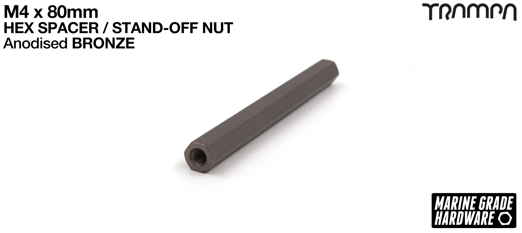 M4 x 80mm Aluminium Threaded Spacer Nut Used for assembling the BEAST Battery Boxes - BRONZE