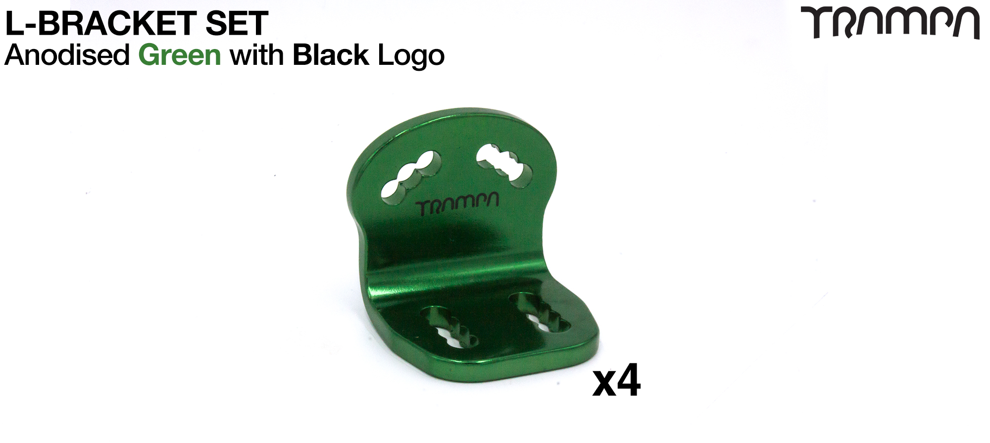 L Bracket - Anodised GREEN with BLACK logo x4