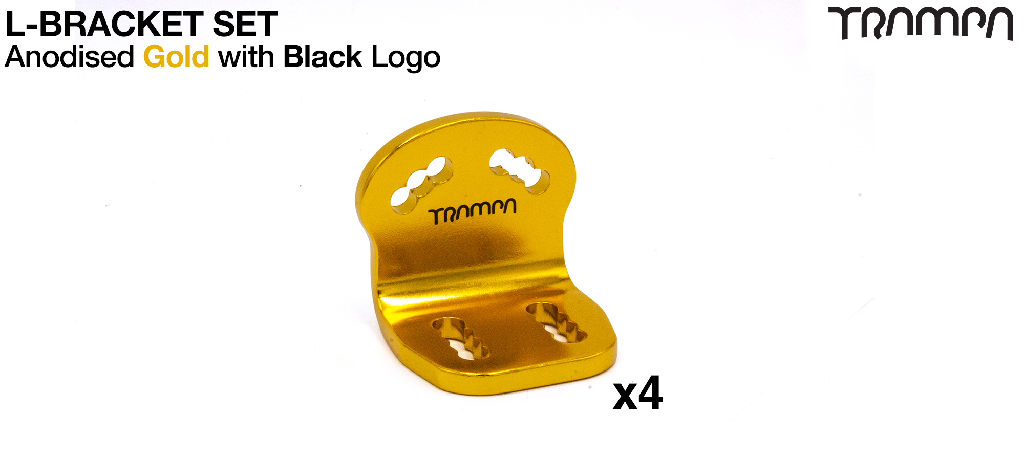 L Bracket - Anodised GOLD with BLACK logo x4