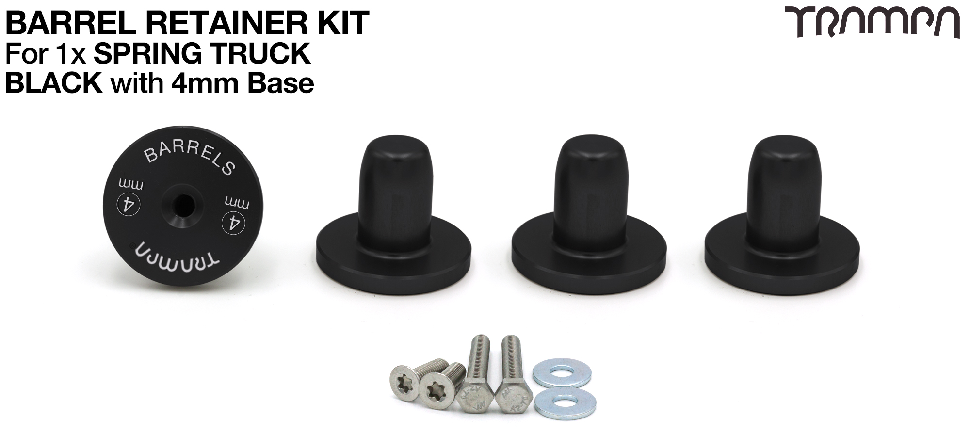 BLACK Barrel RETAINERS x4 with 4mm Base 