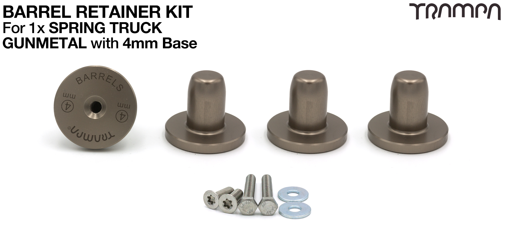 GUNMETAL Barrel Retainers x4 with 4mm Base 