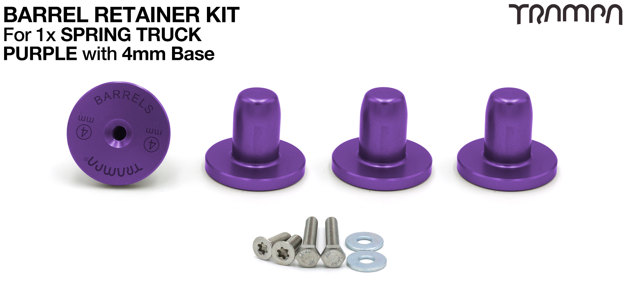 PURPLE Barrel Retainers x4 with 4mm Base