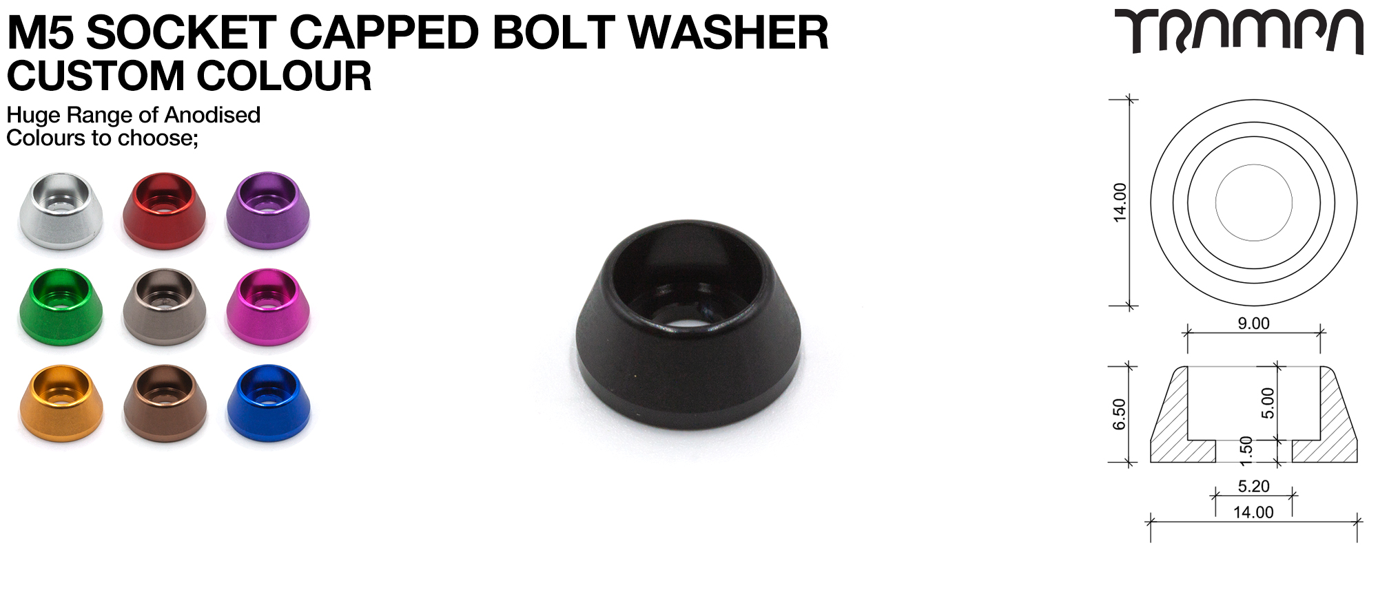 M5 SOCKET CAPPED Washer Anodised