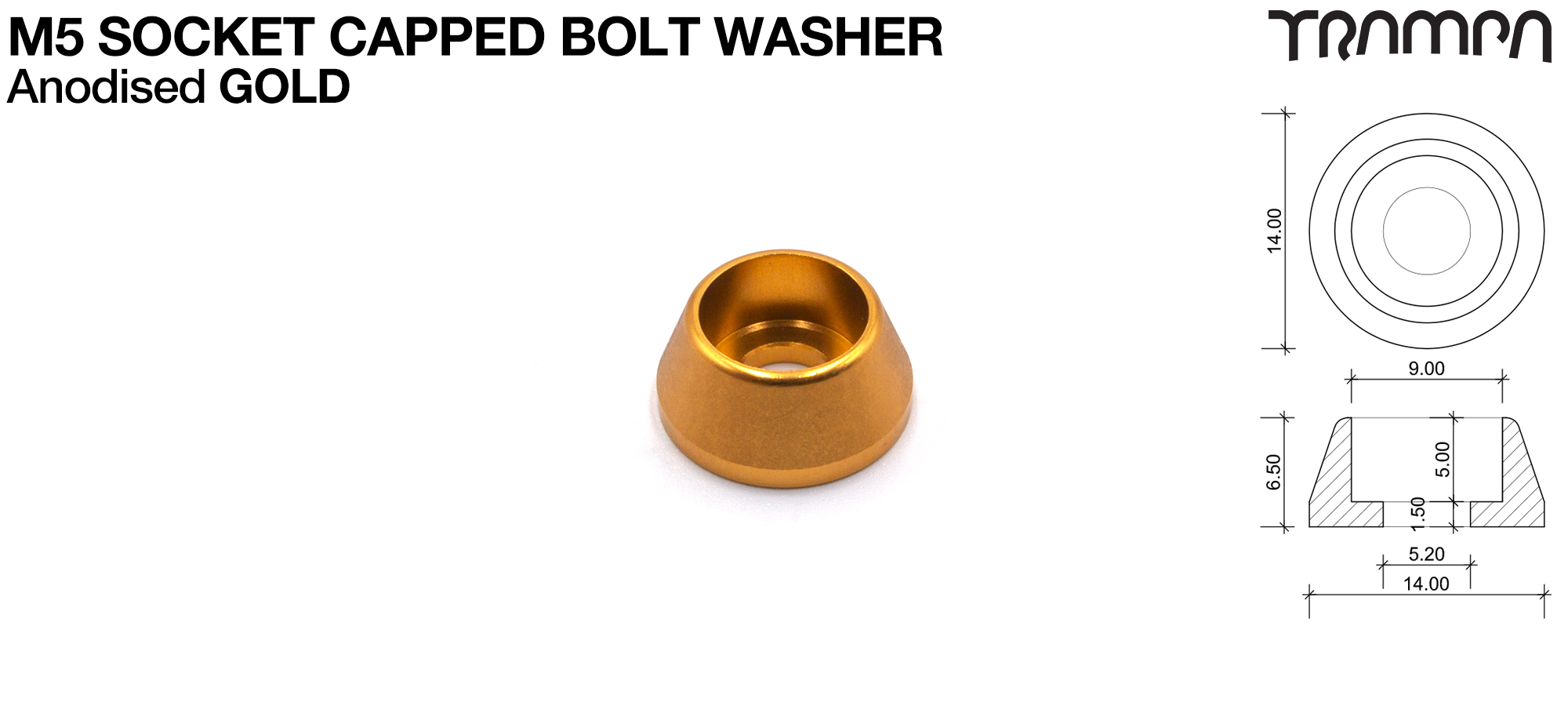 M5 Socket Capped Washer B Anodised - GOLD