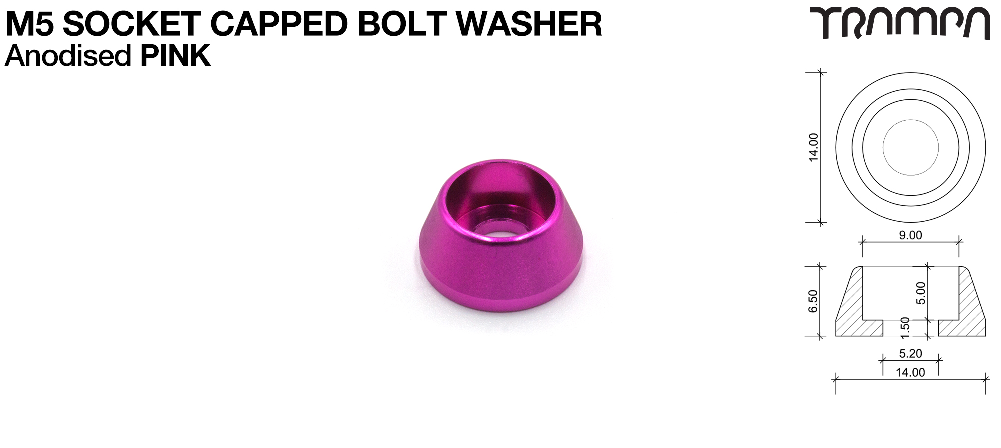 M5 Socket Capped Washer B Anodised - PINK