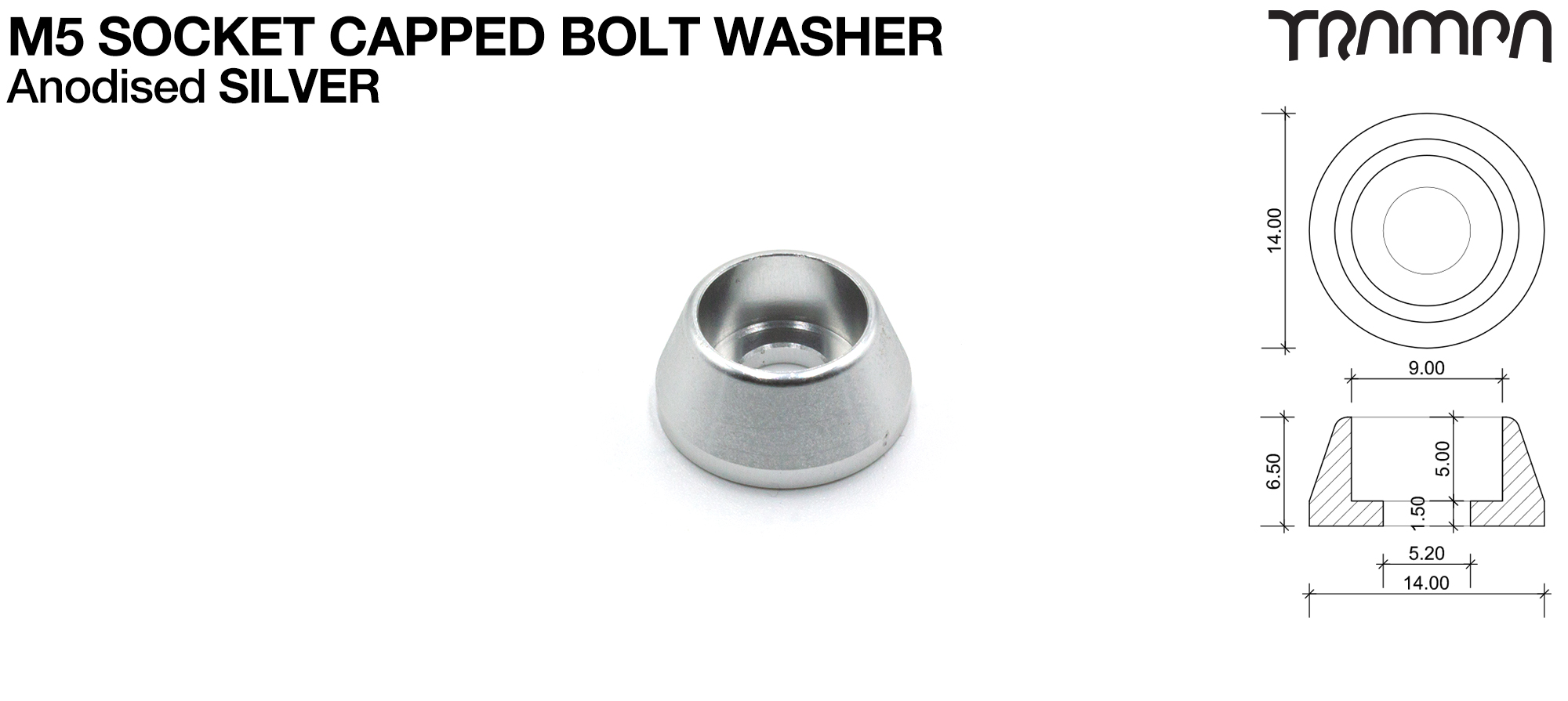 M5 Socket Capped Washer B Anodised - SILVER