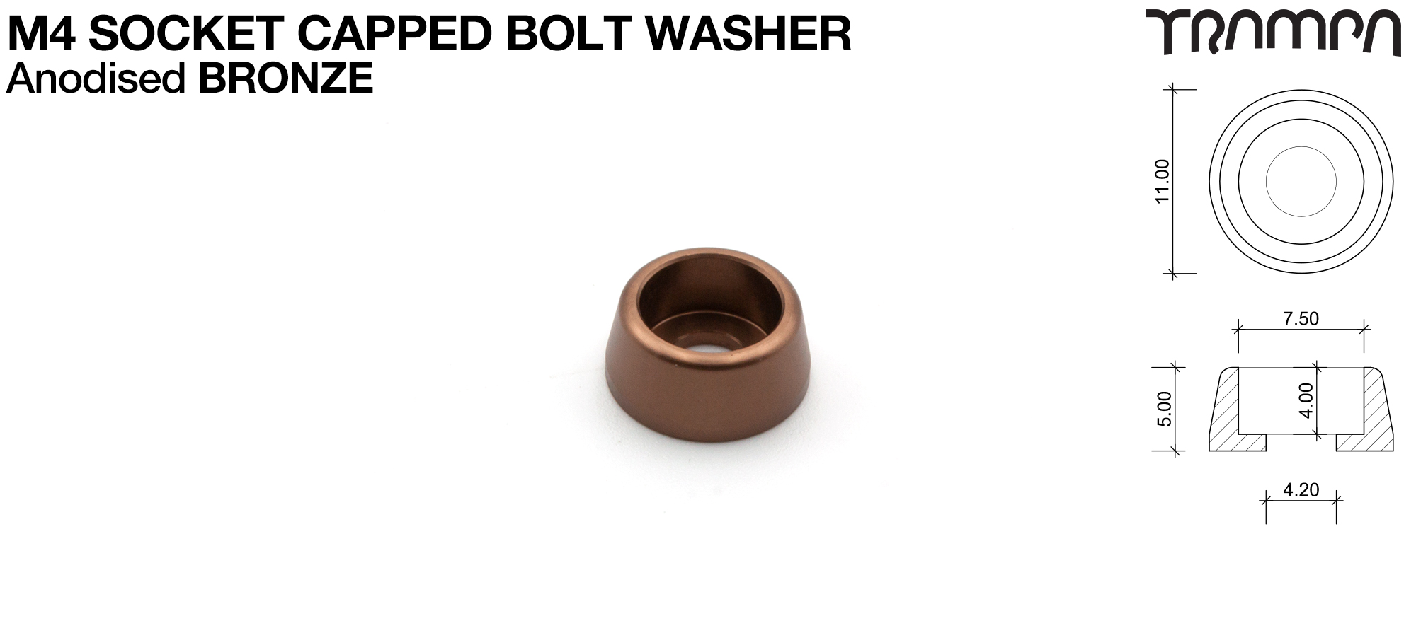 M4 Socket Capped Washer - Anodised BRONZE