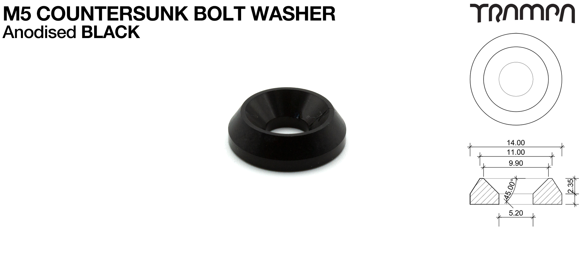 BLACK Anodised M5 Countersunk Washers