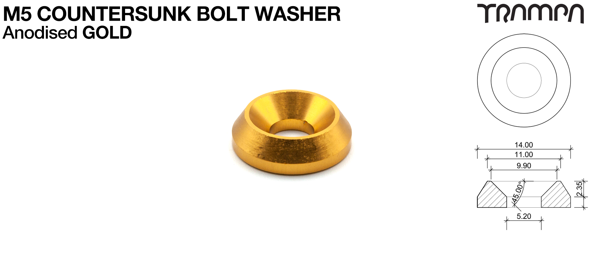 M5 COUNTERSUNK Washer Anodised - GOLD