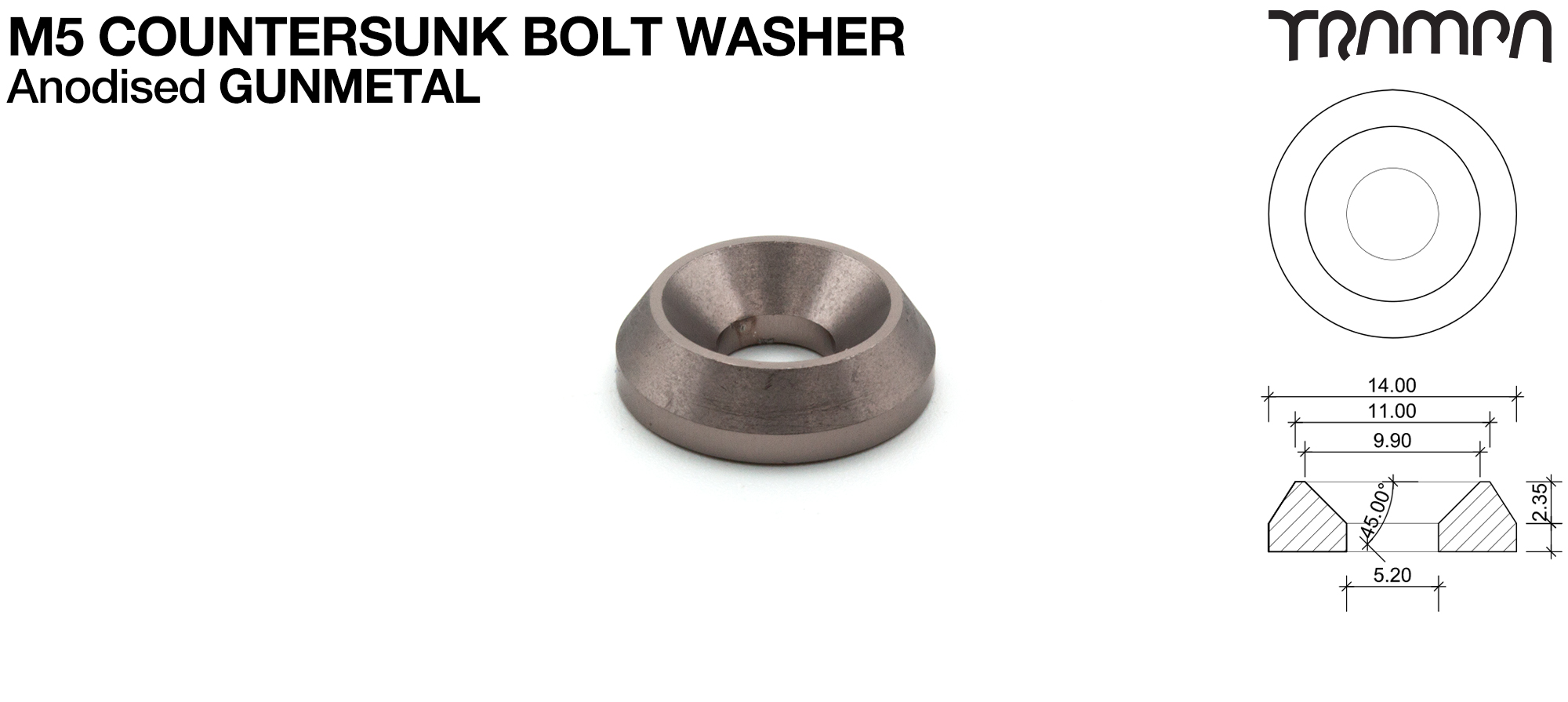 M5 COUNTERSUNK Washer for mounting the Trucks - GUNMETAL 