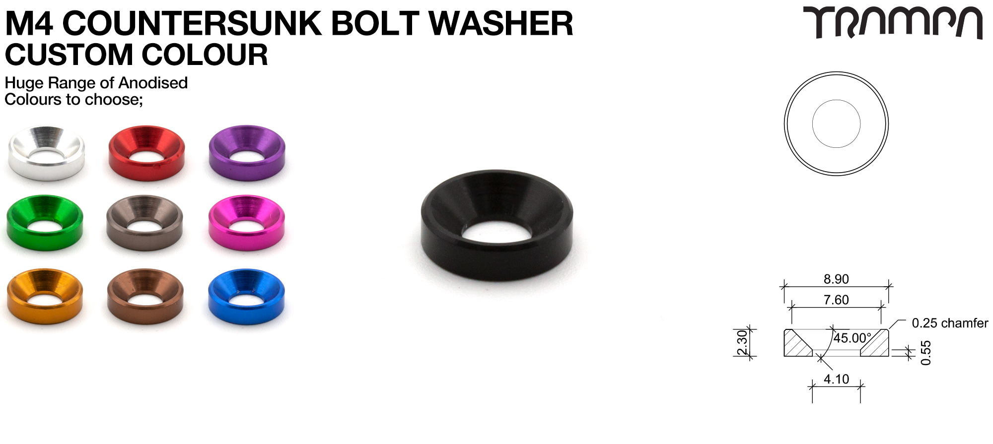 M4 COUNTERSUNK Washer Anodised