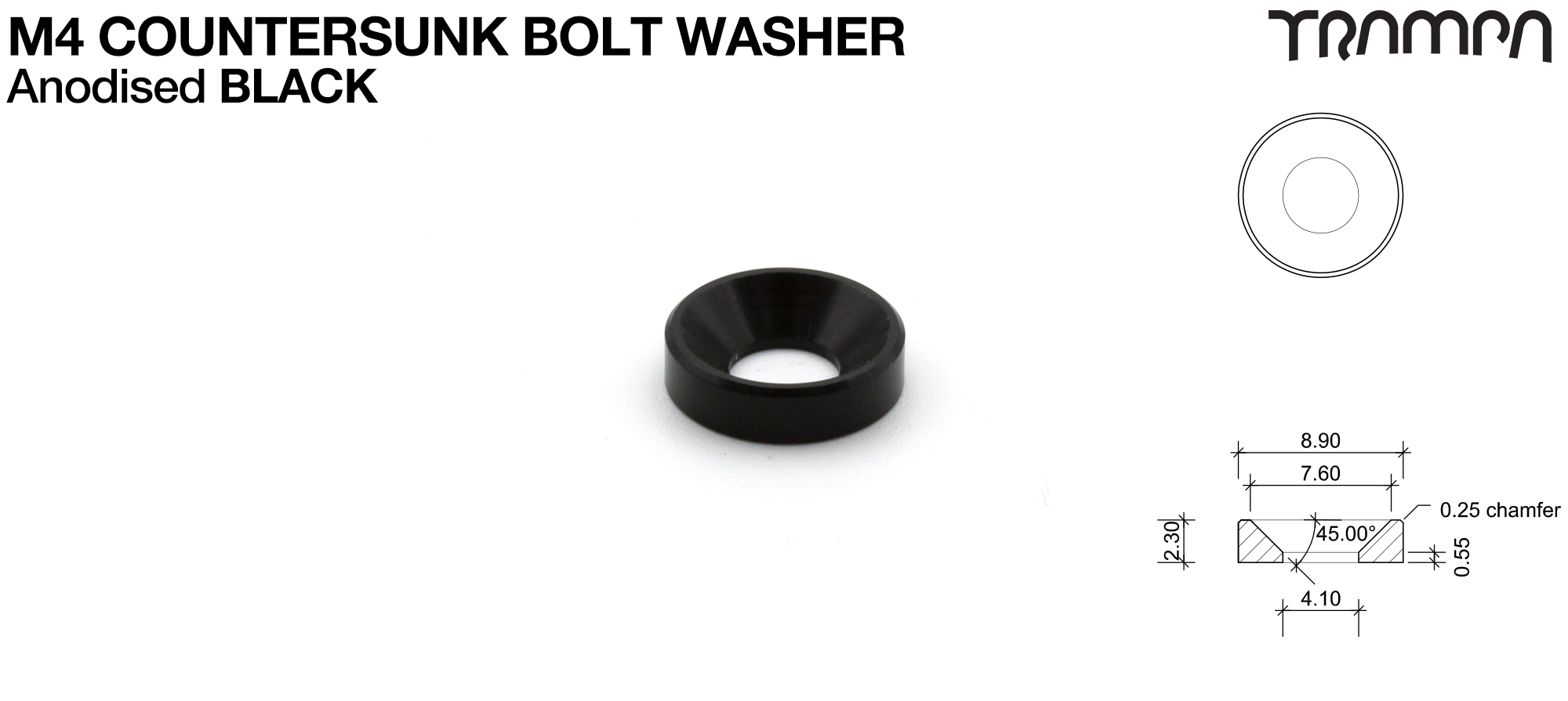 M4 COUNTERSUNK Washer Anodised - BLACK