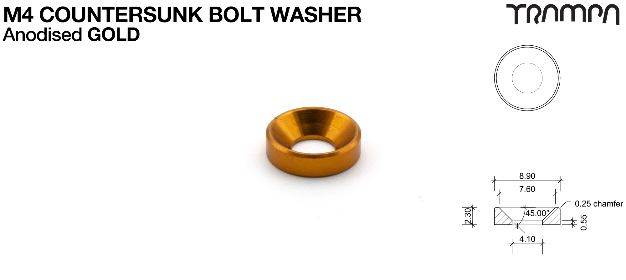 M4 COUNTERSUNK Washer Anodised - GOLD