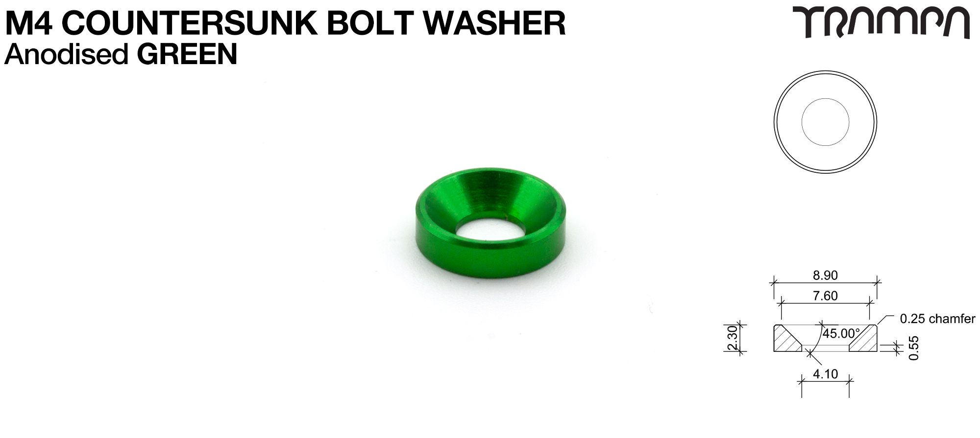 M4 COUNTERSUNK Washer Anodised - GREEN