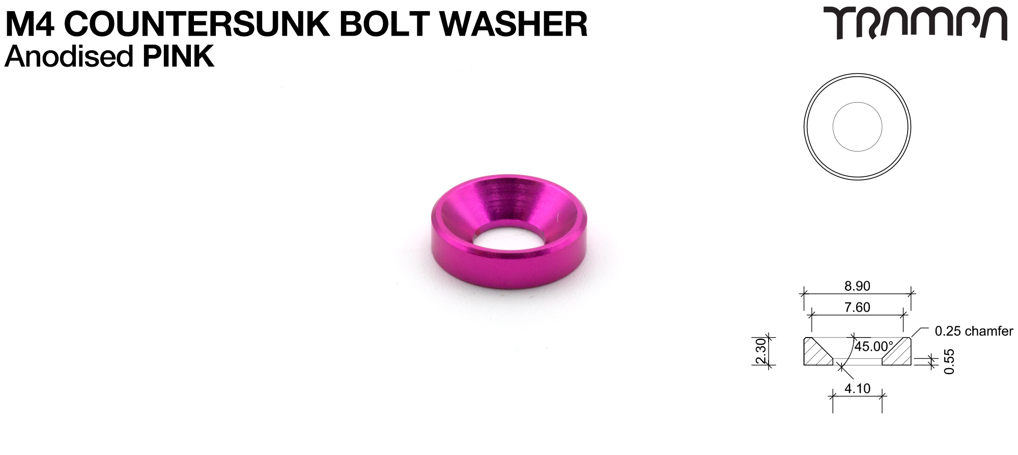 M4 COUNTERSUNK Washer Anodised - PINK