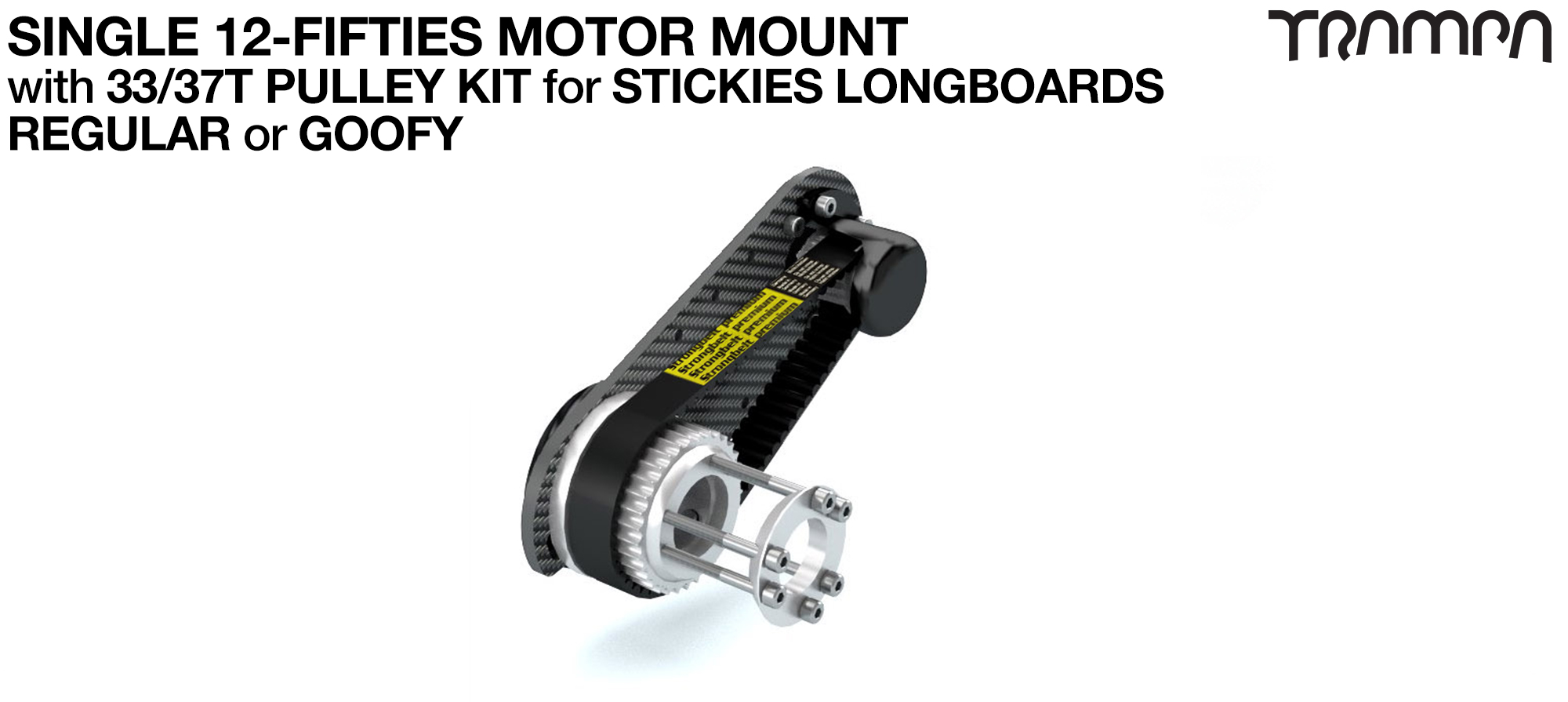 Original 12FiFties Motor Mount & 33/37 Pulley Kit for STICKIES Longboard Wheels - SINGLE